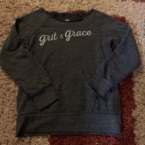 Red White & Blue apparel “grit and Grace” off shoulder sweater small